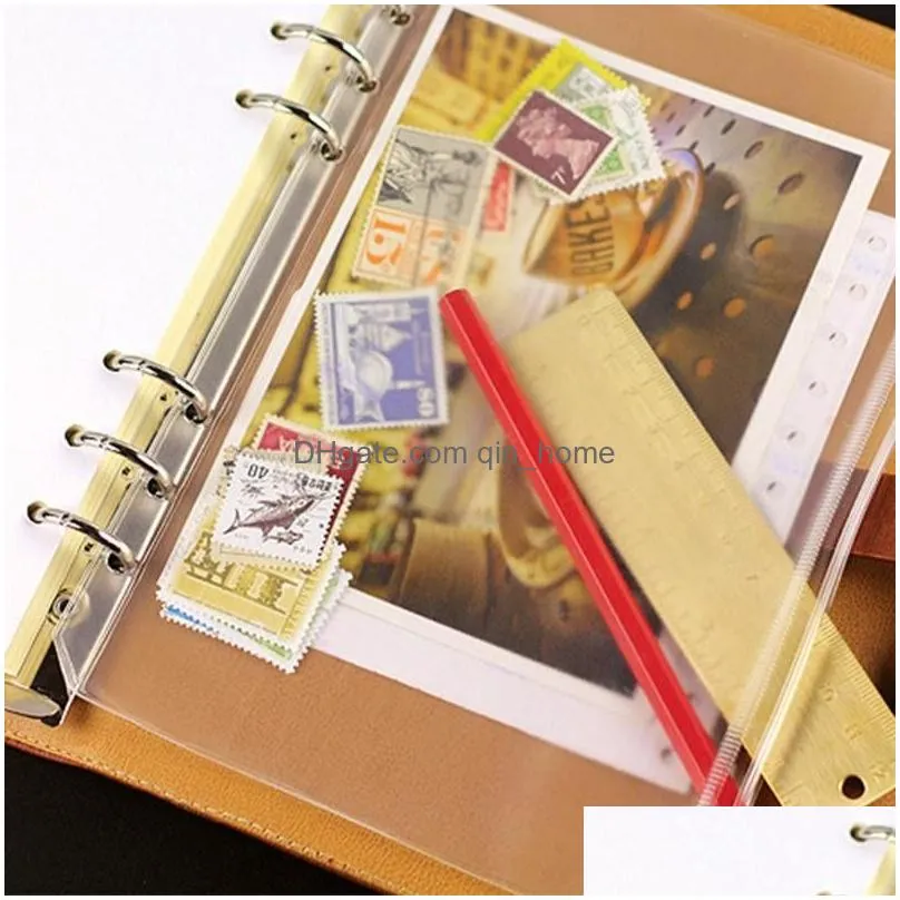 wholesale a5/a6/a7 pvc ring binder cover clear zipper storage filing supplies bag 6 hole waterproof stationery bags office portable document