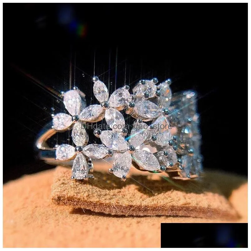 2021 arrival sparkling luxury jewelry 925 sterling silver marquise cut moissanite diamond party women wedding leaf band ring gift