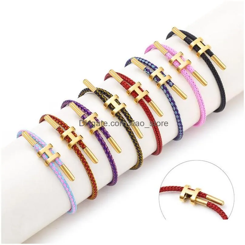 link bracelets chain stainless steel wire bracelet 3d hard gold with rope adjustable waterproof for women luxury jewelrylink