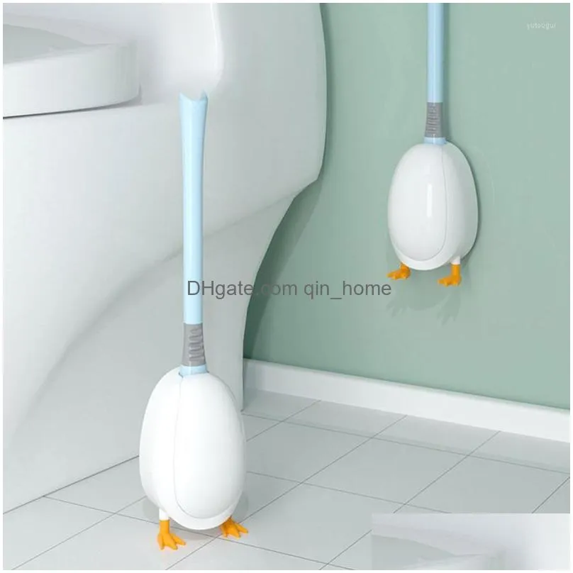 bath accessory set whyy toilet brush diving duck shape clean no dead corner long handle soft hair wall shower for bathroom accessories