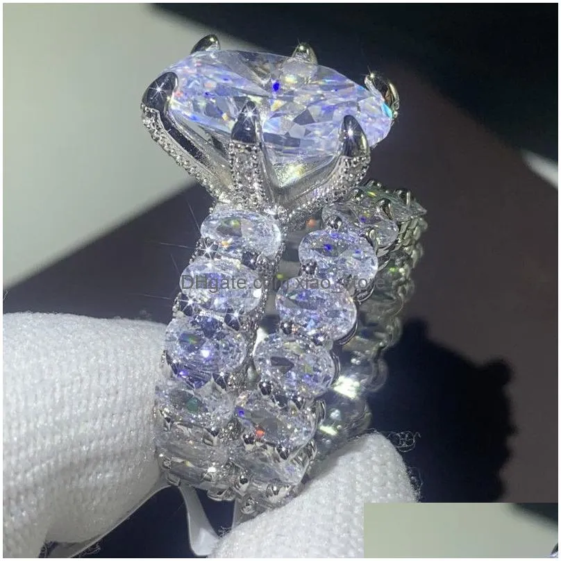 unique top sell vintage jewelry couple rings 925 sterling silver dragon claw oval cut white topaz cz diamond women wedding bridal ring