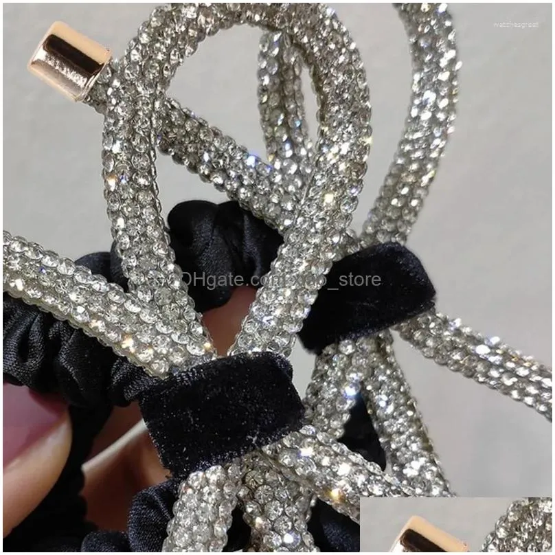 hair clips for rhinestone bow ties rope glitter jeweled elastic scrunc