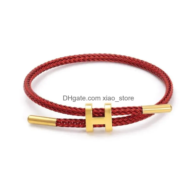 link bracelets chain stainless steel wire bracelet 3d hard gold with rope adjustable waterproof for women luxury jewelrylink