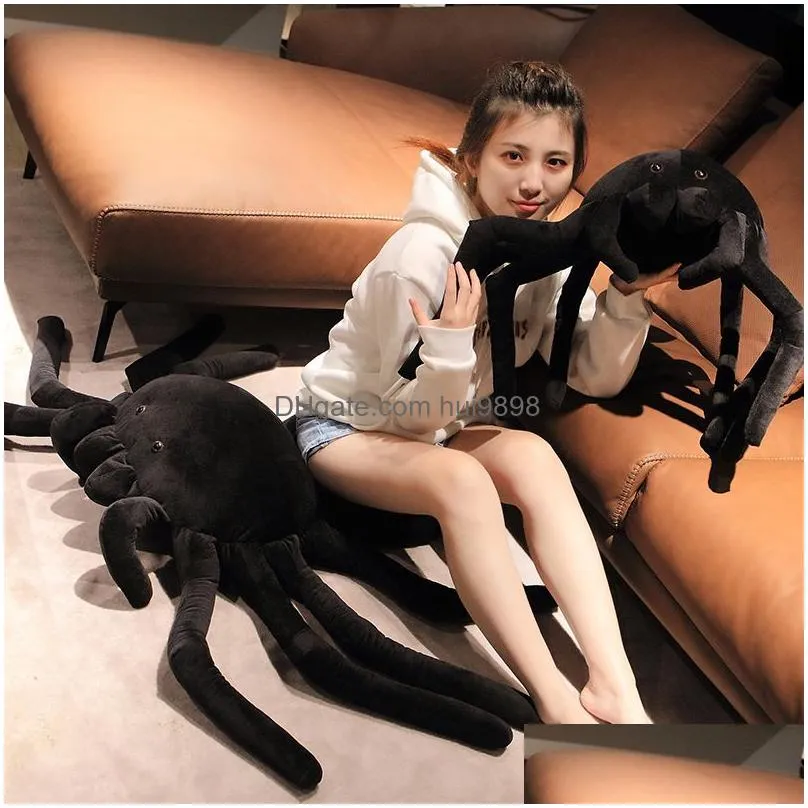 halloween soft stuffed black spider plush toys pillow doll for kids or home sofa decorations