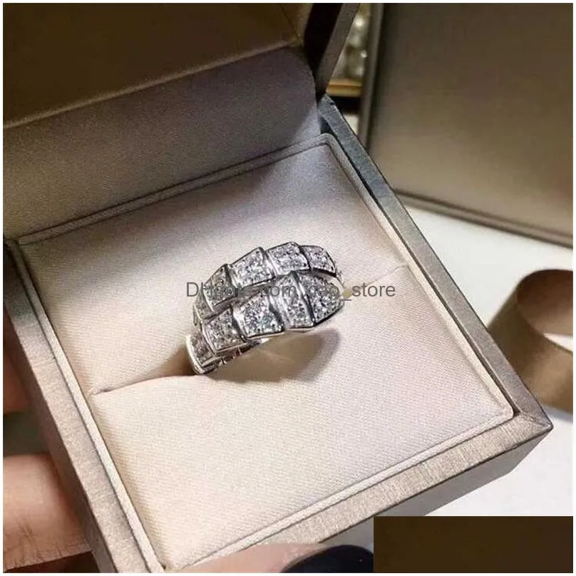 choucong brand luxury 925 sterling silver pave white sapphire cz diamond eternity party women wedding snake band ring for lovers