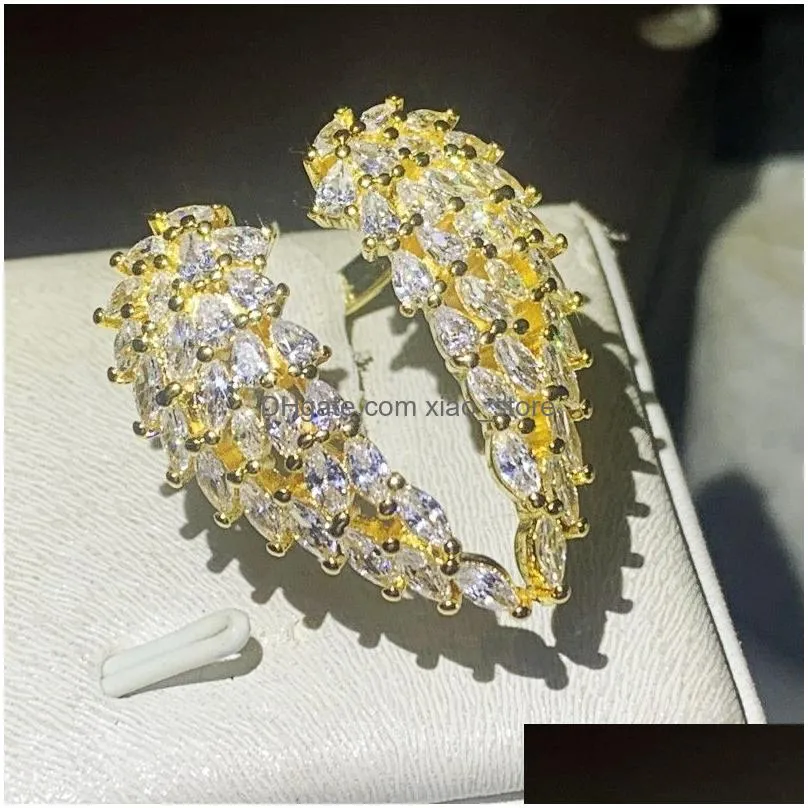 54pcs cz arrival top sell sparkling luxury jewelry real 925 sterling silver gold fill angle wing ring open adjustable women wedding