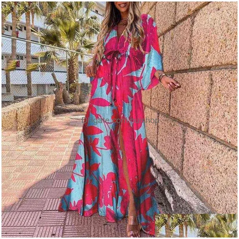 beach coverups for women long bath dresses capes cover ups beachwear kaftan boho chic summer flower tunic dresses 3xl t220819
