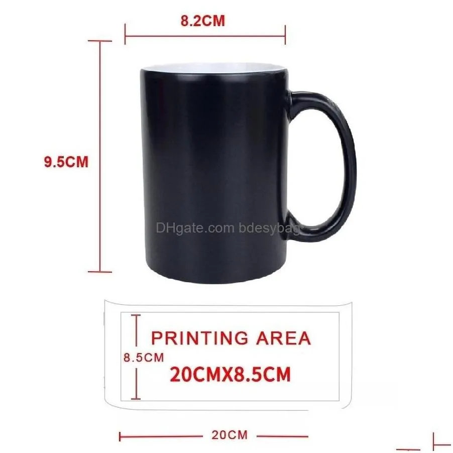 wholesale Sublimation Blanks 11 Oz Color Changing Magic Coffee Mug Ceramic Heat Sensitive Blank Milk Cups Glossy Drop Delive Dhopd