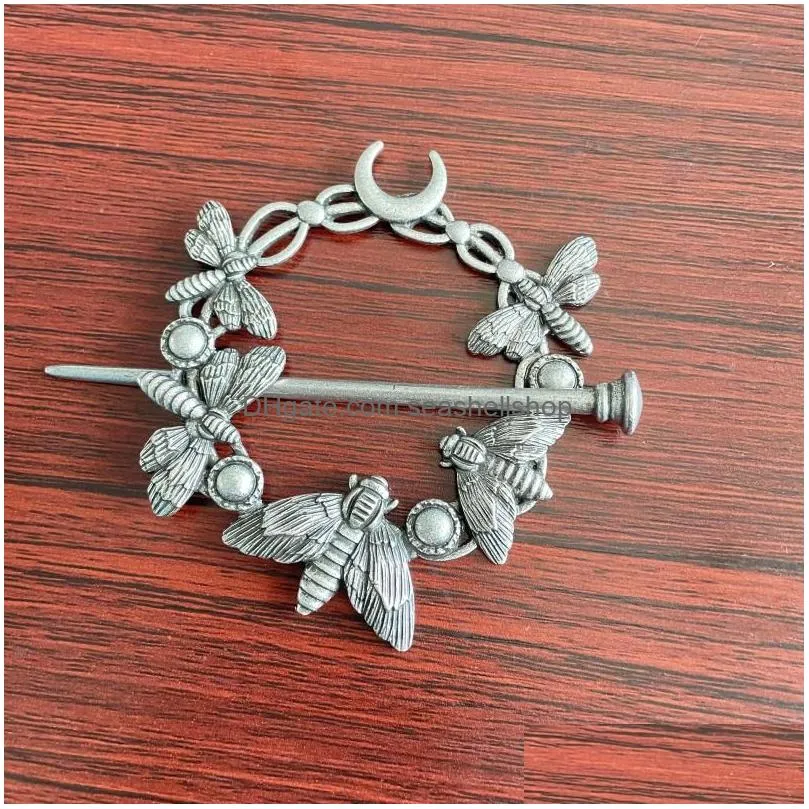Hair Clips & Barrettes Hair Clips 10Pcs Witchy Moon Dead Head Skl Moth Hairpin Woman Jewelry Drop Delivery Jewelry Hairjewelry Dho9K