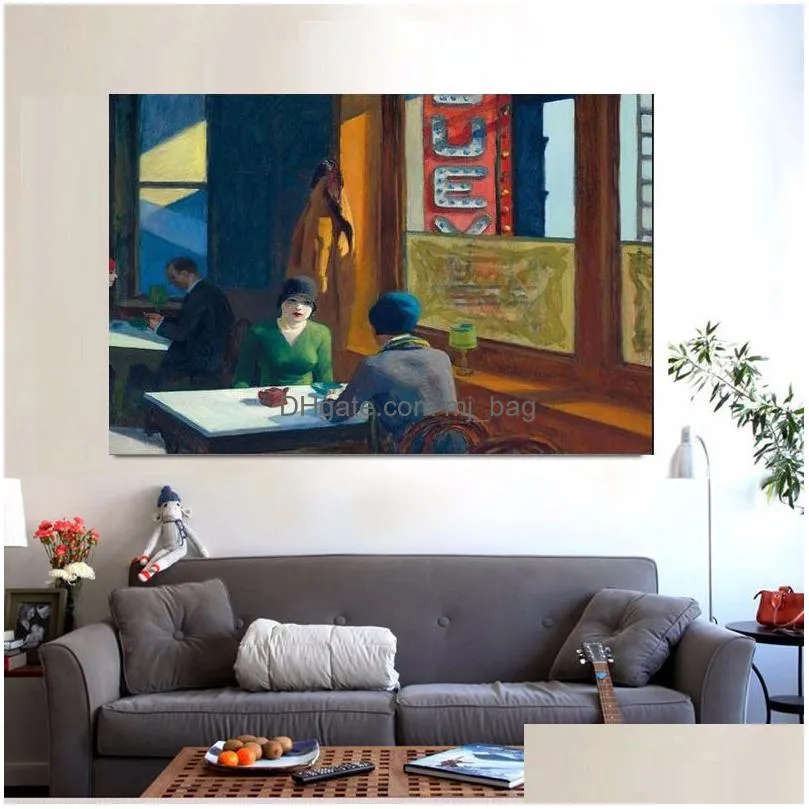 Paintings Edward Hopper Canvas Art Paintings Modern Abstract Poster And Print Cuadros Wall Picture For Living Room Home Decoration Dro Dhbqs