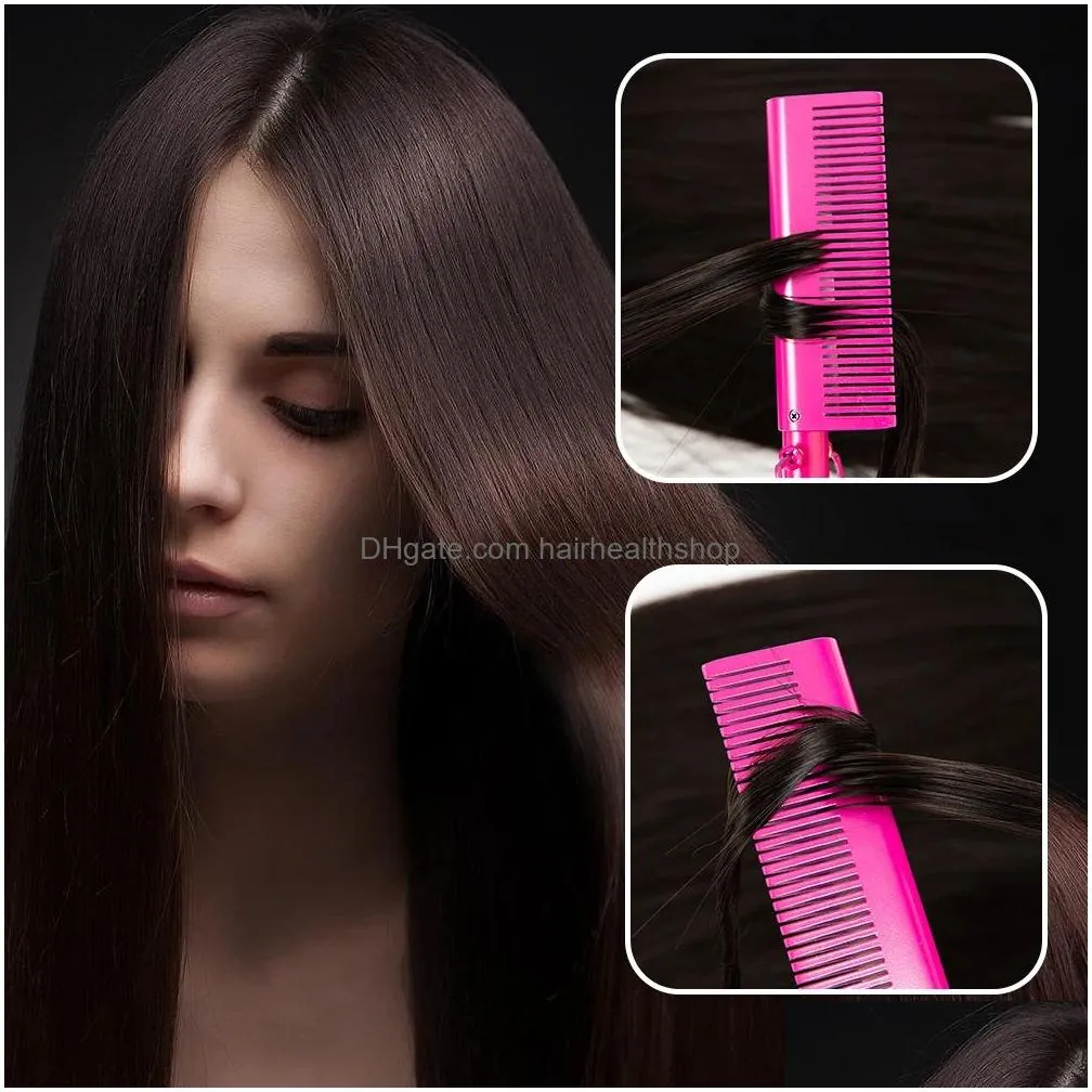 Hair Salon Irons 3 In 1 Comb Straightener Electric Hair Curler Wet Dry Use Flat Heating For Drop Delivery Hair Products Hair Care Styl Dhi1R