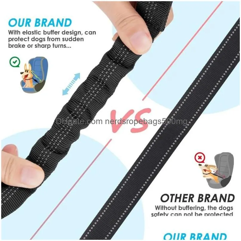 Dog Collars & Leashes Dog Collars Car For Accessories Stripe Adjustable Leash Seat Double Elasticity Extention Belt Two Safety Vehicle Dhpme