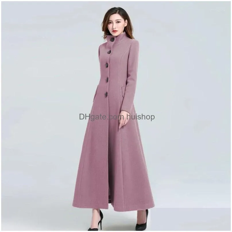 womens wool women woolen coat 2023 winter elegant jacket slim long trench thick warm tops lady vintage dress overcoat
