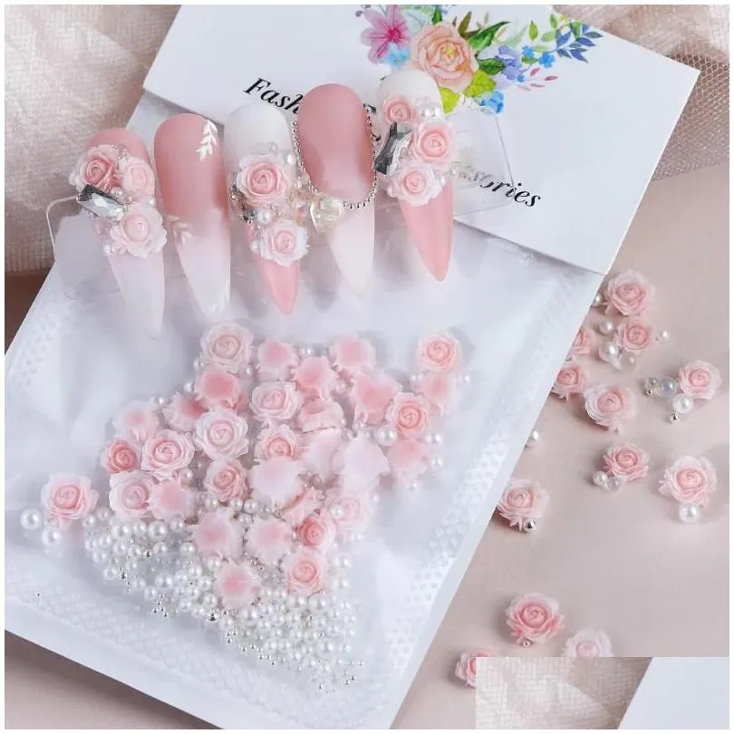 nail art decorations diy rose pearl manicure ornaments resin drills accessories supplies