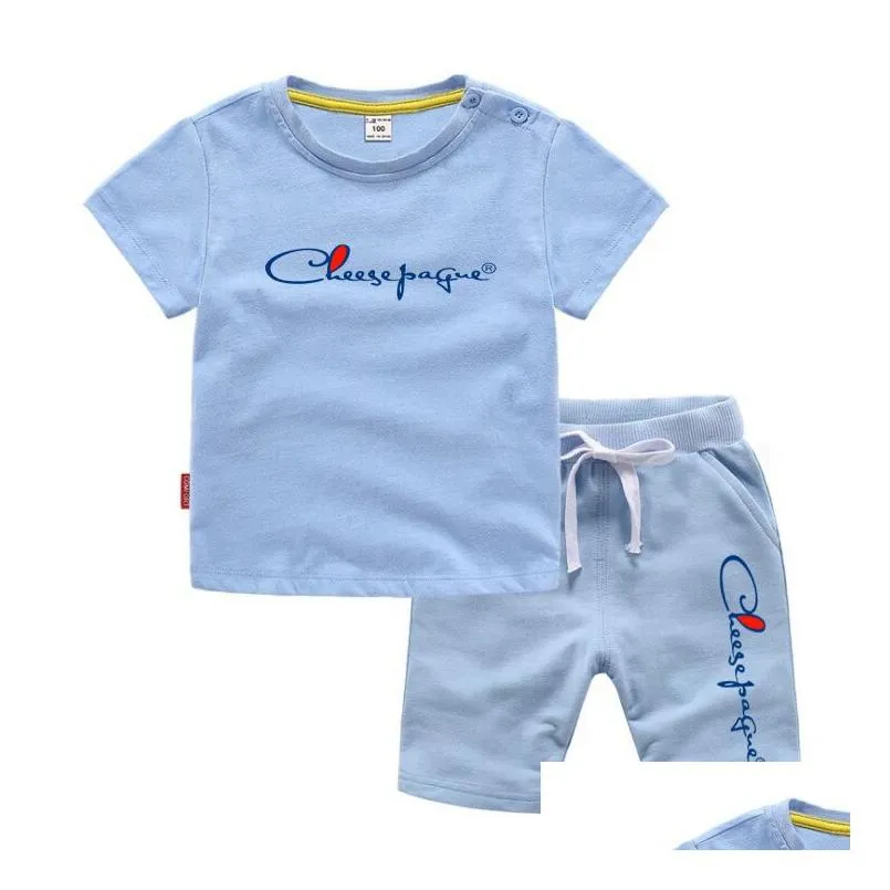 childrens sets summer suit clothes cotton new baby short sleeve shorts clothing boys clothes new girls baby summer casual set