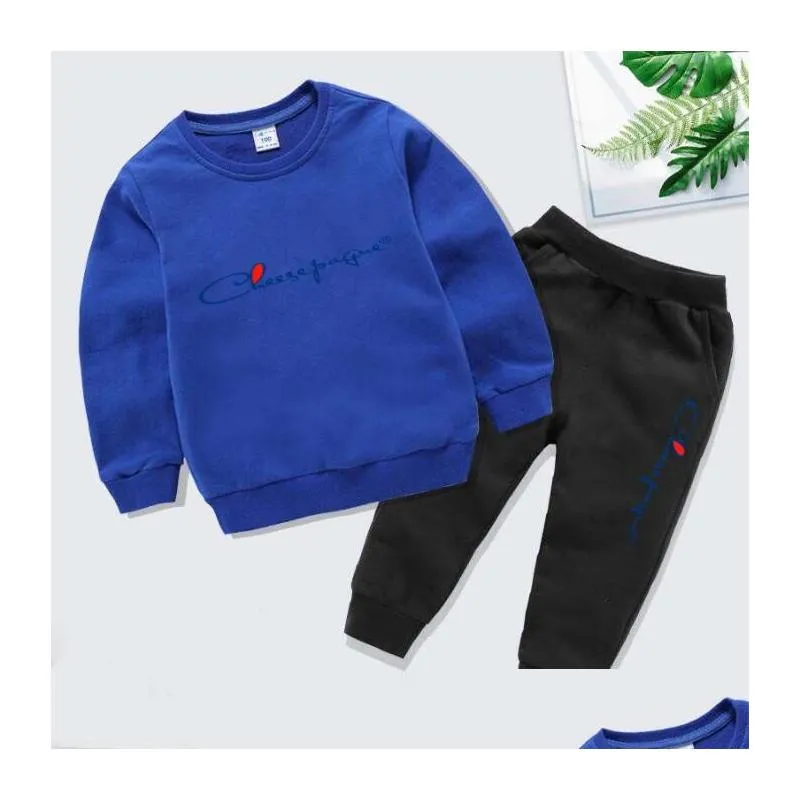 1-13years kids toddler boy clothes set fashion brand logo print long sleeve top with pants children baby autumn outfit suits