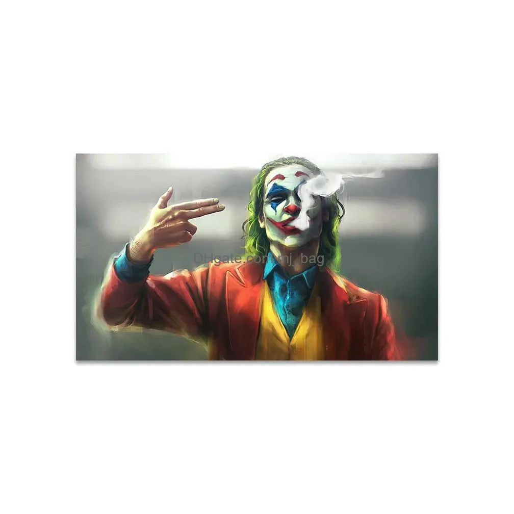Paintings The Joker Smoking Poster And Print Iti Art Creative Movie Oil Painting On Canvas Wall Picture For Living Room Drop Delivery Dhz2T
