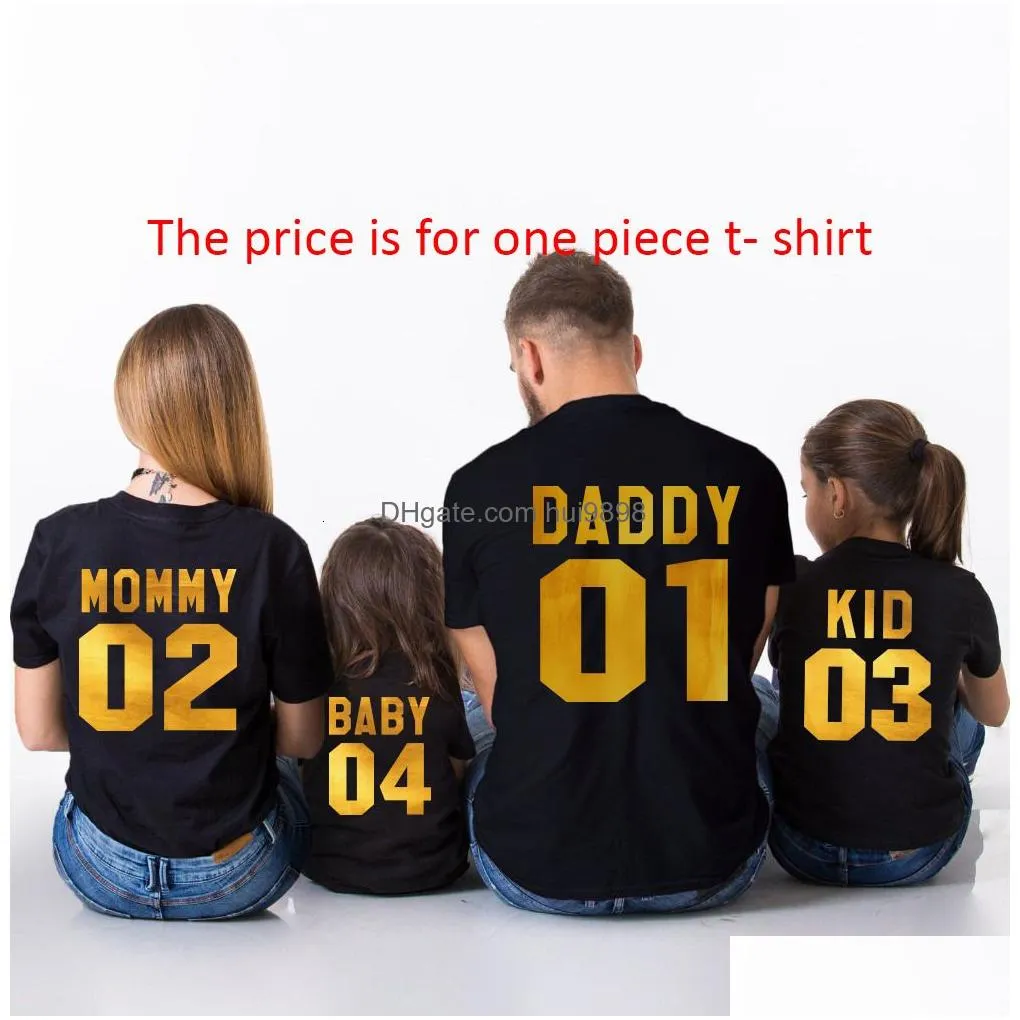 family matching outfits clothes look cotton tshirt daddy mommy kid baby funny letter print number tops tees summer 230601