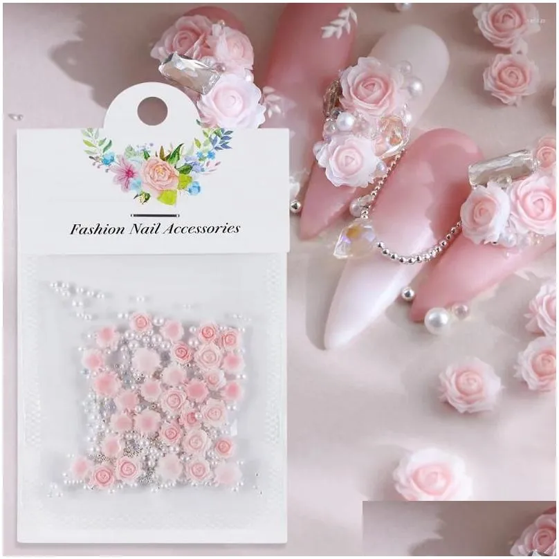 nail art decorations diy rose pearl manicure ornaments resin drills accessories supplies