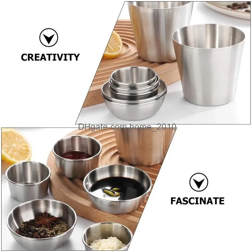 baking tools 4 pcs metal sauce plate dip cups salad containers condiments ramekin stainless steel