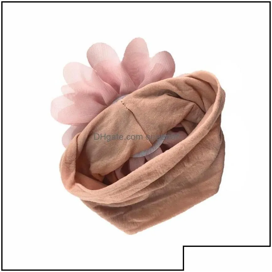 Headbands Nylon Hairbands Hair Wraps Big Chiffon Flower Elastics For Baby Girls Born Infant Toddlers Kids Drop Delivery Jewelry Hairj