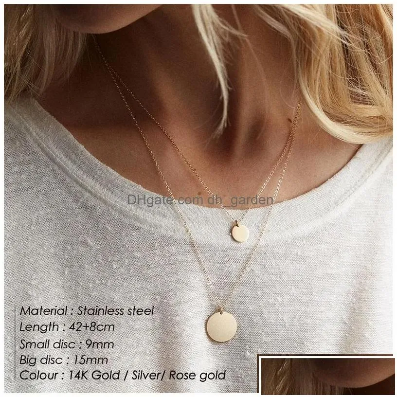 Pendant Necklaces 3Pcs Separated Stainless Steel Layered Necklaces Women Pendant Choker Chain Necklace Set Fashion Jewelry D Dhgarden