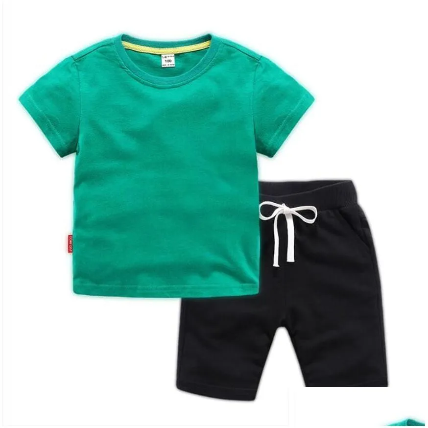 summer brand logo tracksuit sets baby clothes suit children fashion boys girls cotton t-shirt shorts 2pcs/set toddler casual clothing