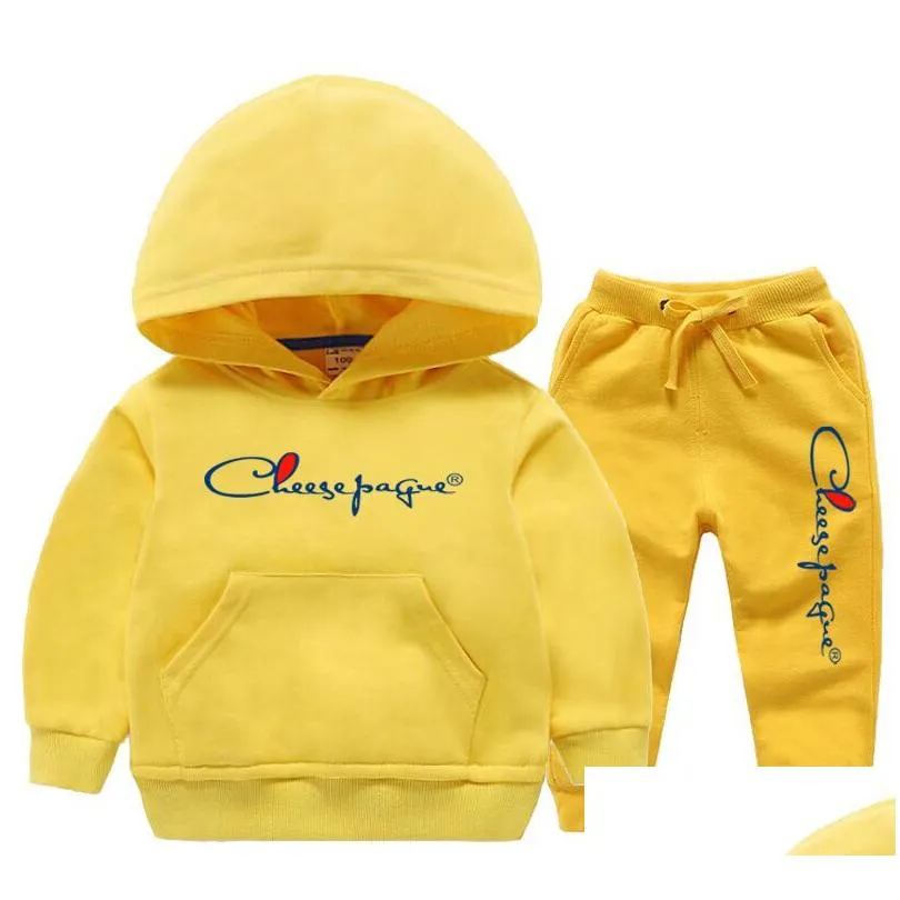 children clothing sets baby boys girls brand print hoodies sets casual style loose sweatpants spring tops sets childrens