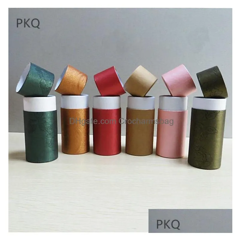 Gift Wrap 50Pcs Hard Kraft Paper Box With Lid Jar Cylindrical Cardboard Boxes  Oils Tube Package1 Drop Delivery Dhiq8