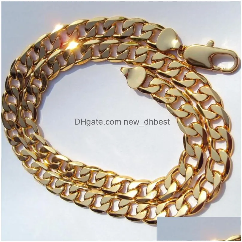 Pendant Necklaces 24 Yellow Solid Gold Authentic Finish 18 K Stamped 10 Mm Fine Curb Cuban Link Chain Necklace Mens Made In Pendant Ne Dhlbs