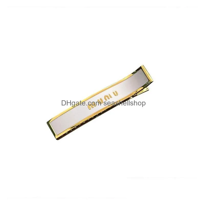 Hair Clips & Barrettes High Quality Enamel Metal Hair Clips Black Luxury Gold Edged Letter Barrettes New Autumn Designer Jewelry Wome Dh94P