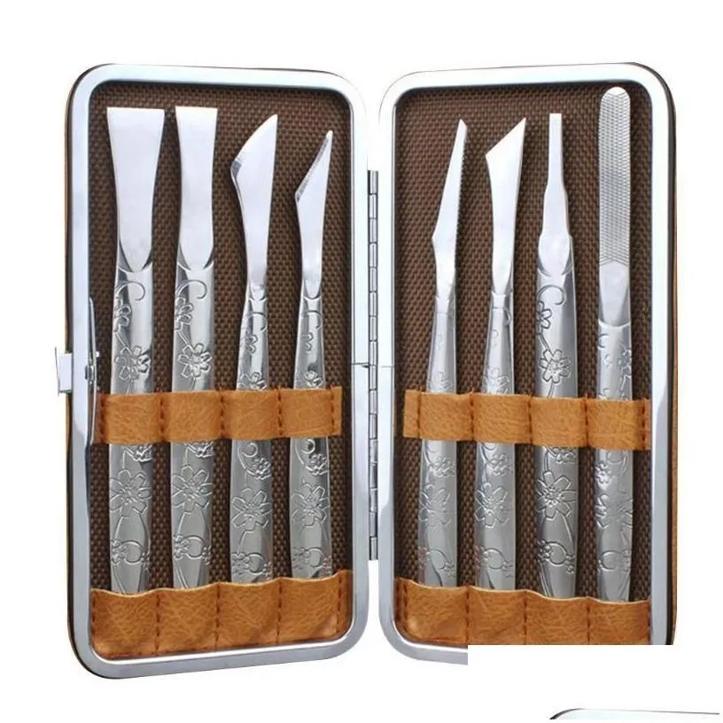 nail art kits stainless steel callus rasp file with storage box cut hard skin salon home feet shaver care pedicure tool set drop del