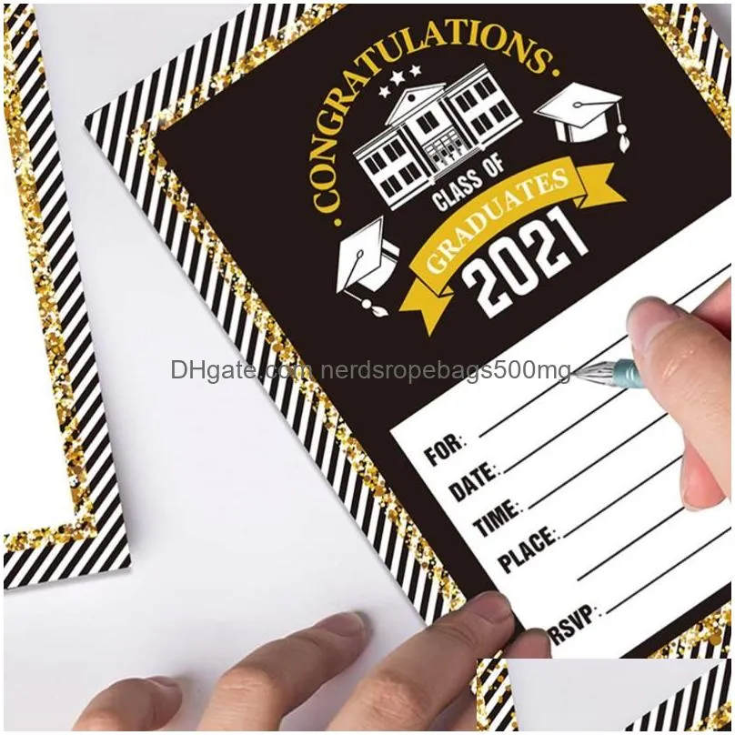 Greeting Cards 25 Sheets Of 2021 Graduation Ceremony Invitation School Party Letters Drop Delivery Dharc