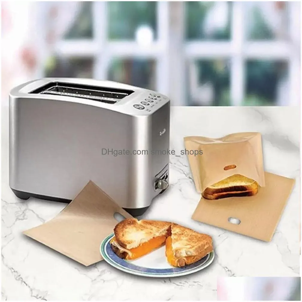 100pcs toaster bags for grill cheese sandwiches made easy reusable non-stick baked toast bread bags baking pastry tools with 