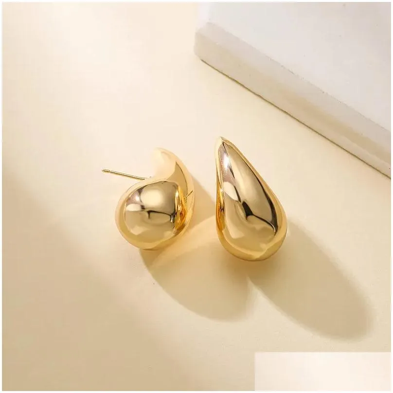 stud stud trendy italy hollow stainless steel hypoallergenic 18k gold plated bottega tear drop waterdrop earrings for women girl