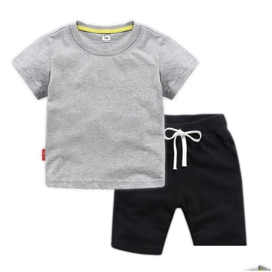 summer brand logo tracksuit sets baby clothes suit children fashion boys girls cotton t-shirt shorts 2pcs/set toddler casual clothing