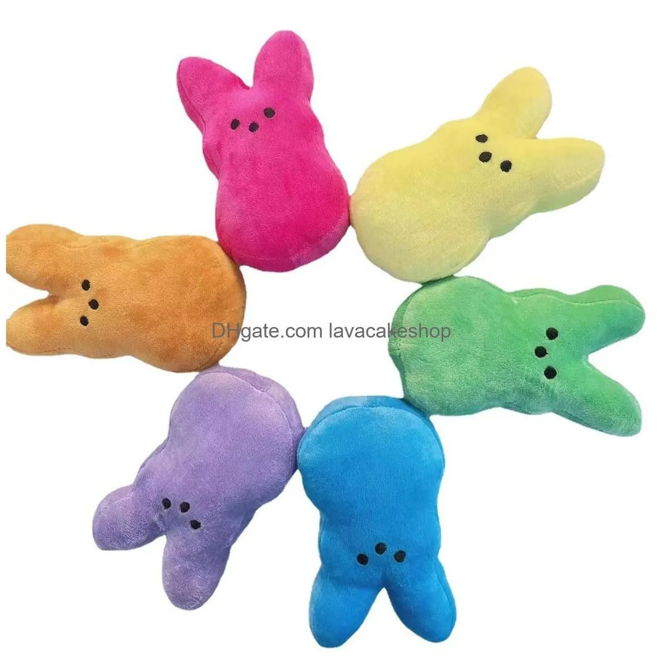 other festive party supplies 15cm mini easter bunny peeps plush doll pink blue yellow purple rabbit dolls for childrend cute soft toys