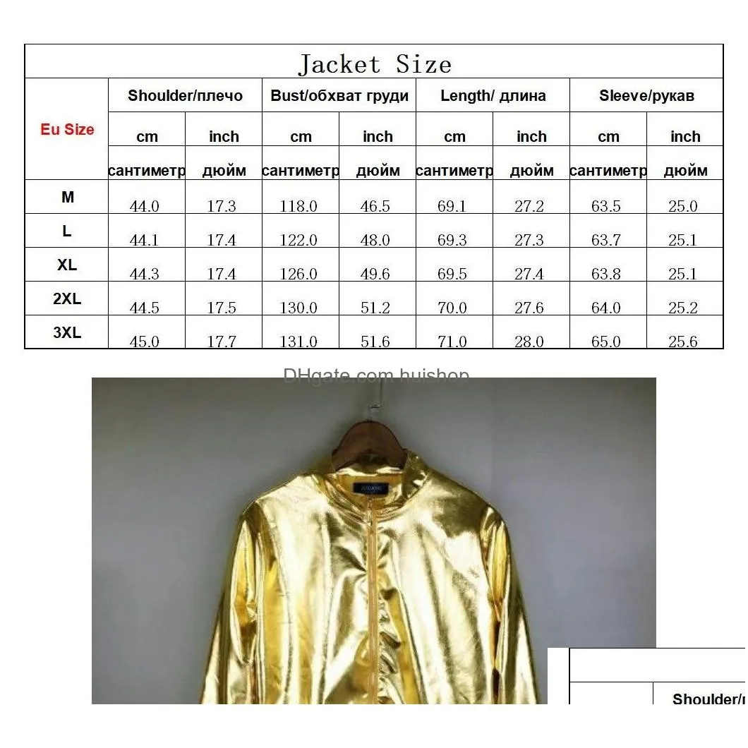 mens jackets shiny gold metallic varsity coats men 2023 spring nightclub disco dance mens bomber jacket stage prom streetwear 3xl