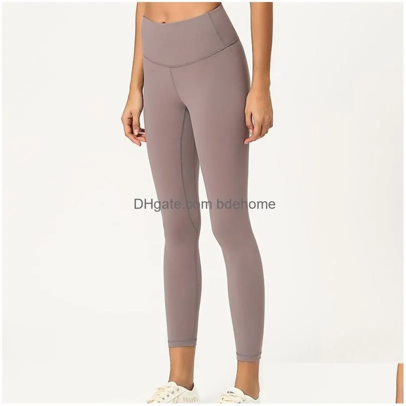 Yoga Outfit Al Yoga Sweatpants 7/8 High-Waist Airb Legging High-Rise Hip-Lift Elastic Tight T-Line Nude Pants Fitness Breathable Worko Dhb2D