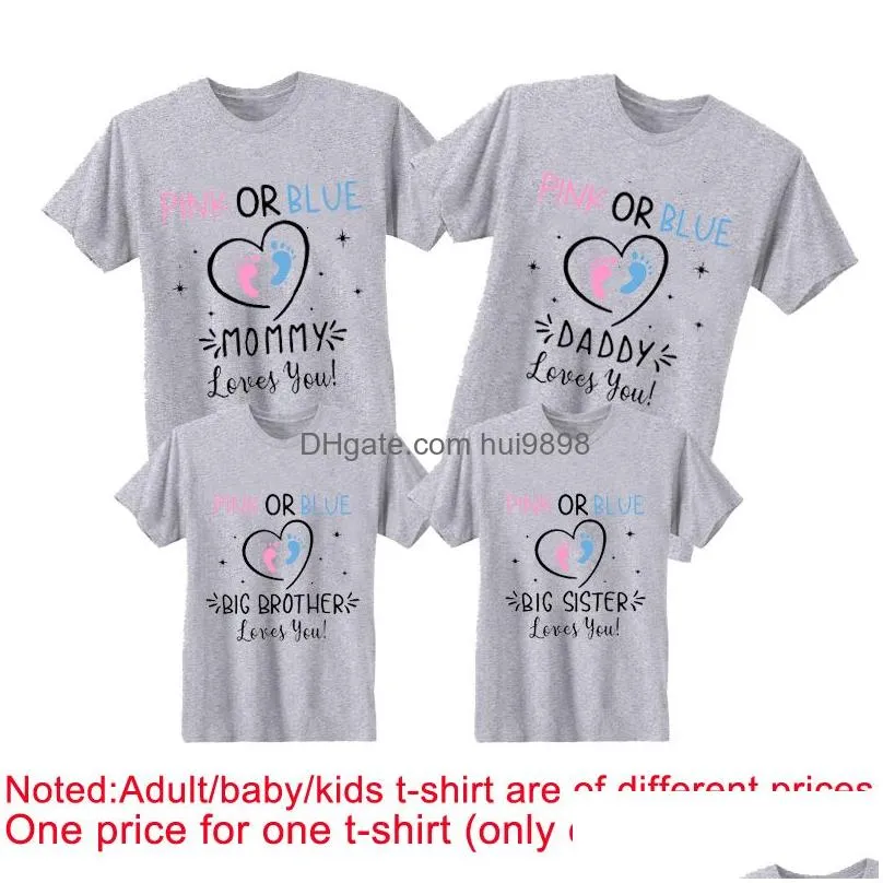 Family Matching Outfits Mother Dad Love You Clothes Pink Or Blue Letter Print Tshirts Big Brother Sister Custom 230601 Drop Delivery Dhus1