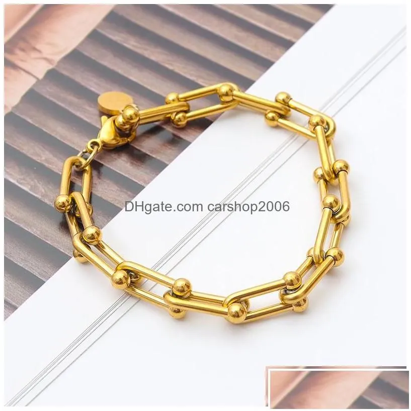 chain u bamboo knot style stainless steel bracelets women fashion jewelry christmas gift drop delivery dhb9q