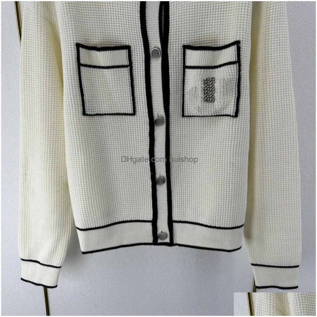 2023 autumn winter tops milan runway sweaters crew neck long sleeve high end jacquard cardigan womens designer clothing 1104-1