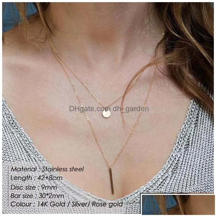 Pendant Necklaces 3Pcs Separated Stainless Steel Layered Necklaces Women Pendant Choker Chain Necklace Set Fashion Jewelry D Dhgarden