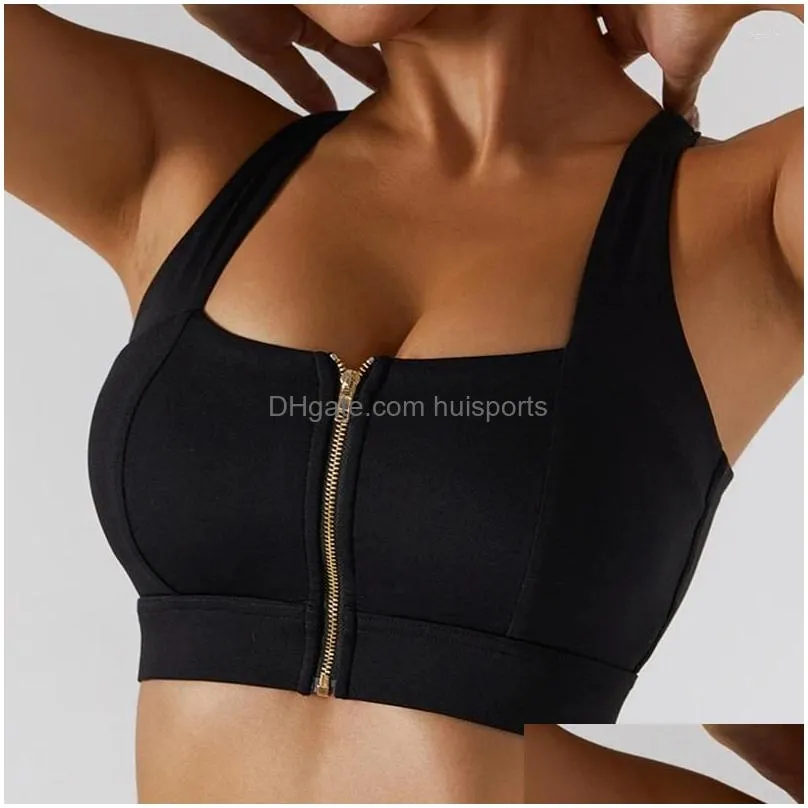 yoga outfit womens high impact sports bra racerback zipper front underwear female wireless fitness top s m l xl