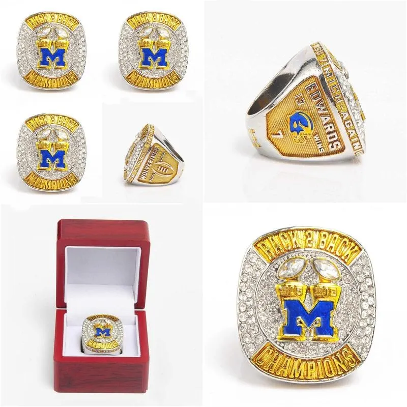 Band Rings Designer New Ncaa M Michigan Woerines Rugby University Championship Alloy Big Ring Drop Delivery Jewelry Ring Otfia