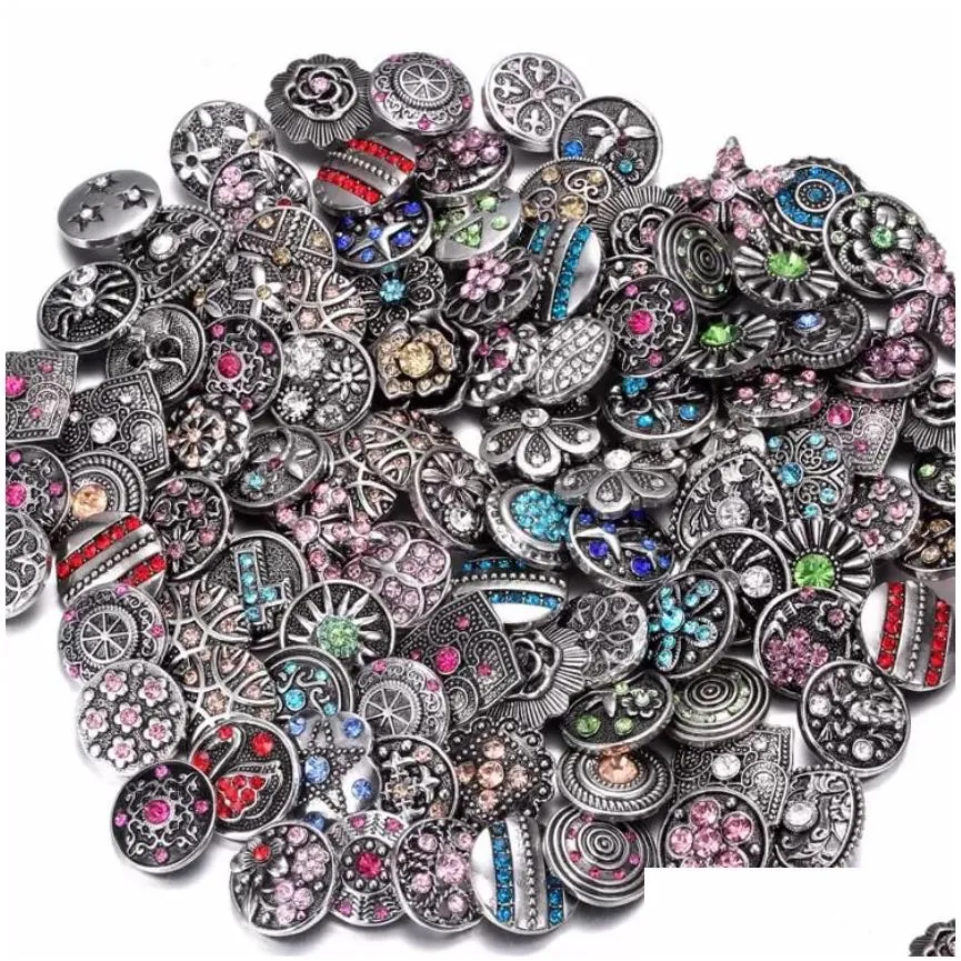 charm bracelets noosa snap button jewelry wholesale lot fit bracelet bangles necklaces 18mm metal rhinestone ginger buttons vipjewel