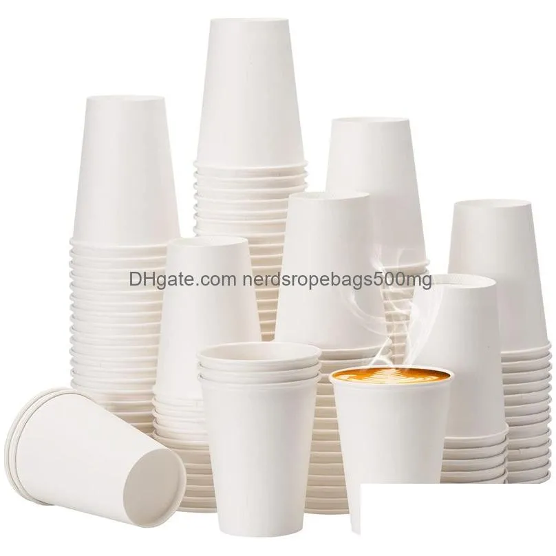 Disposable Cups & Straws Disposable White Paper Cups Beverage Drinking Coffee Tea Milk Cup Drink Accessories Drop Delivery Home Garden Dhgqd