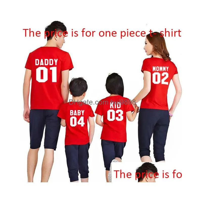 family matching outfits clothes look cotton tshirt daddy mommy kid baby funny letter print number tops tees summer 230601