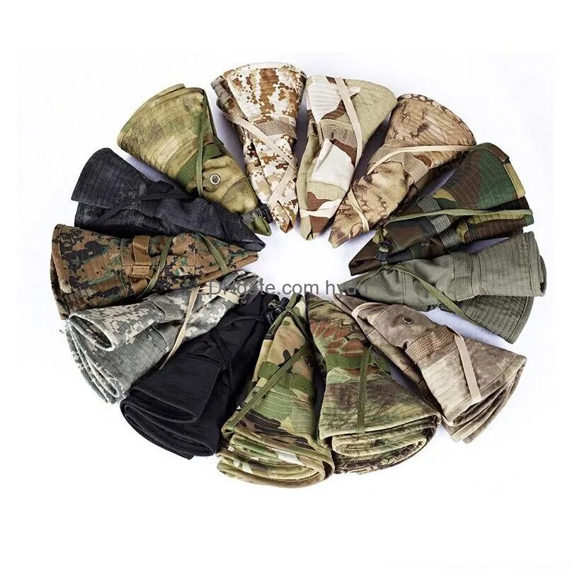 camouflage bucket hat sunhat hats foldable round edge outdoor caps mountain climbing hunting and fishing sunshade breathable travel camping hiking headwear