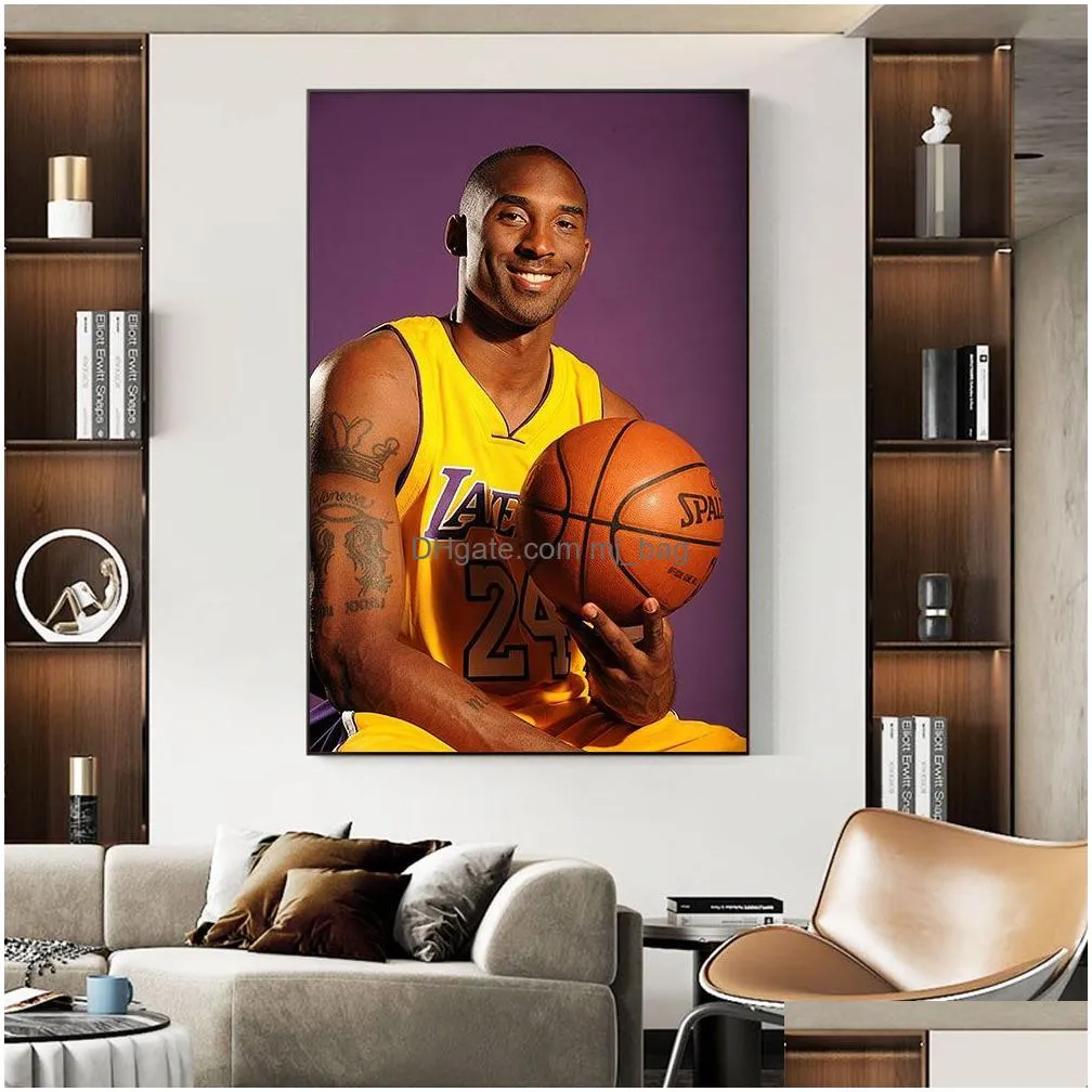 Paintings Black Mamba Mentality Posters Wall Art Basketball Legend Player Canvas Prints Paintings Picture For Home Decoration Drop Del Dhlhk